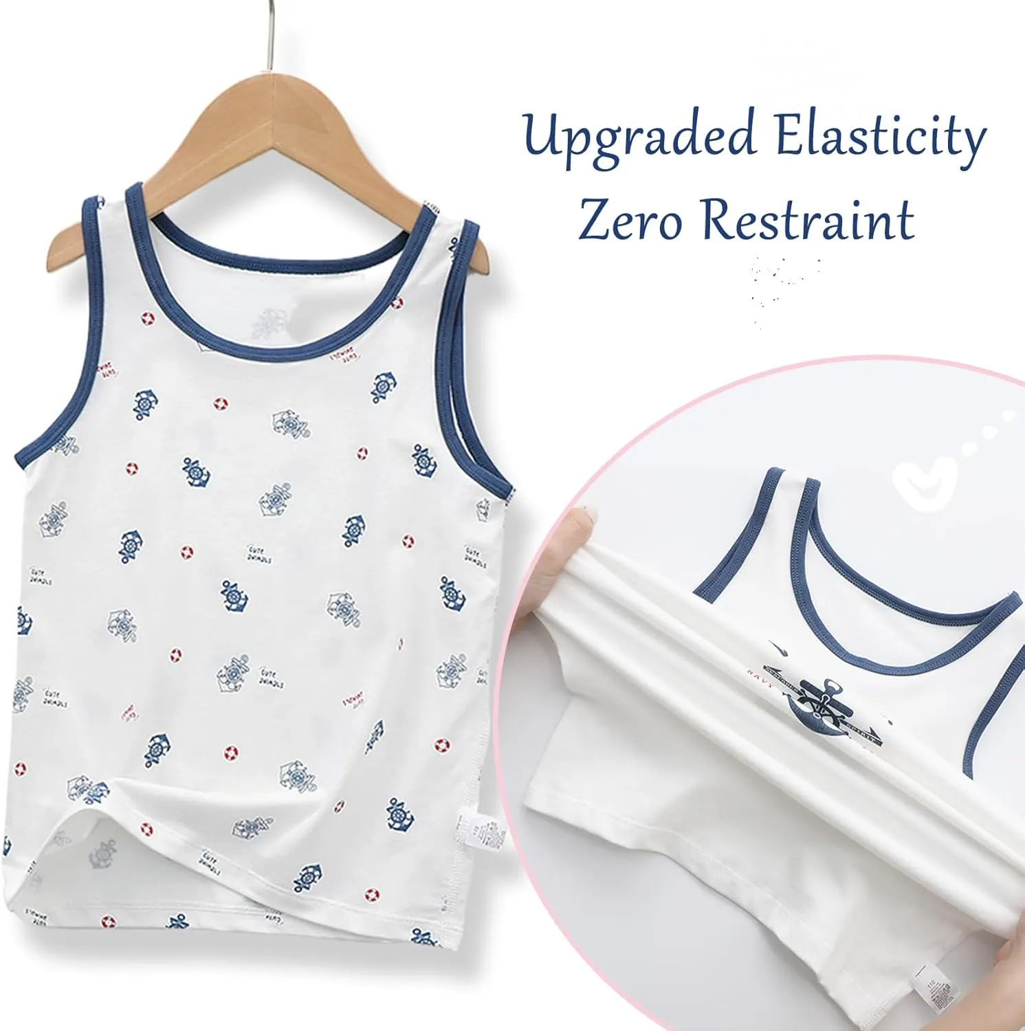 2-10 Years Boys Vest Kids Tank Tops Cotton Shirt Sleeveless Soft Breathable Toddler Children Undershirts 4 Pack