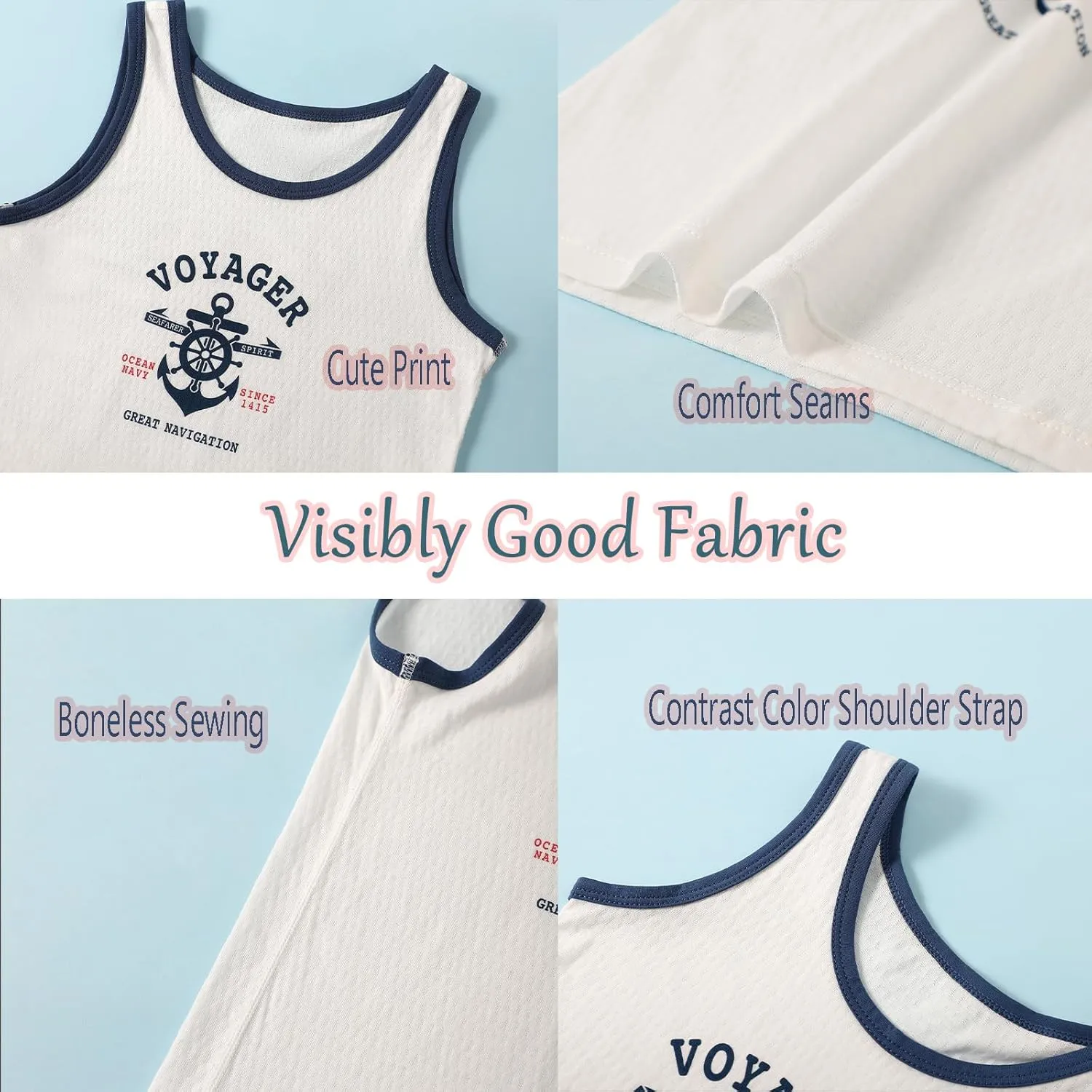 2-10 Years Boys Vest Kids Tank Tops Cotton Shirt Sleeveless Soft Breathable Toddler Children Undershirts 4 Pack
