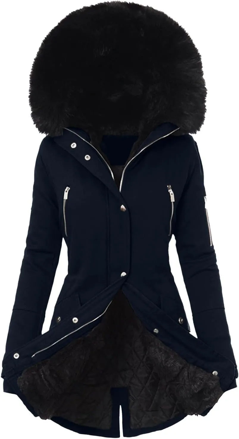2024 Women Plus Size Winter Coat Lapel Collar Long Sleeve Jacket Vintage Thicken Coat Jacket Warm Hoodie Jackets