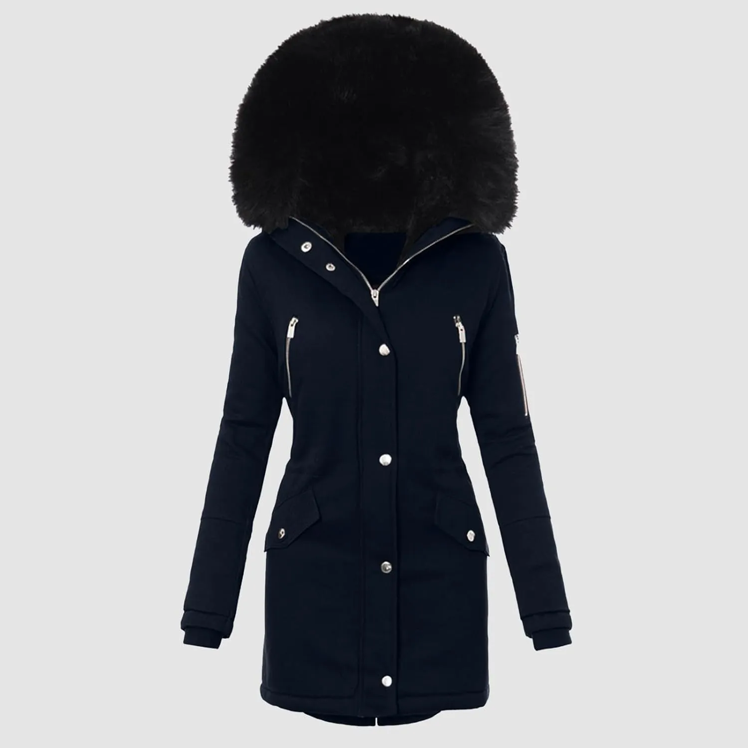 2024 Women Plus Size Winter Coat Lapel Collar Long Sleeve Jacket Vintage Thicken Coat Jacket Warm Hoodie Jackets