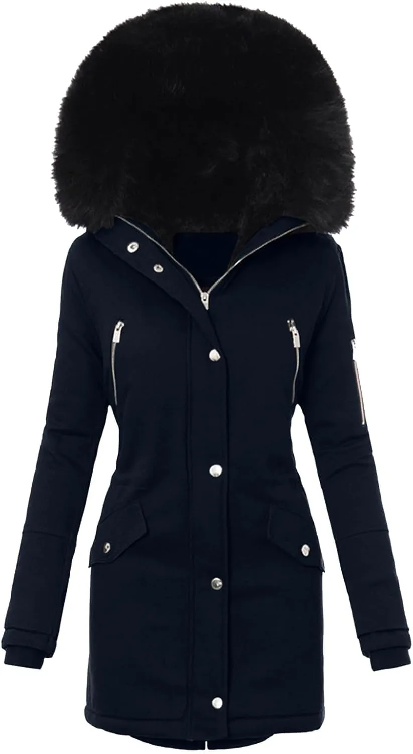 2024 Women Plus Size Winter Coat Lapel Collar Long Sleeve Jacket Vintage Thicken Coat Jacket Warm Hoodie Jackets
