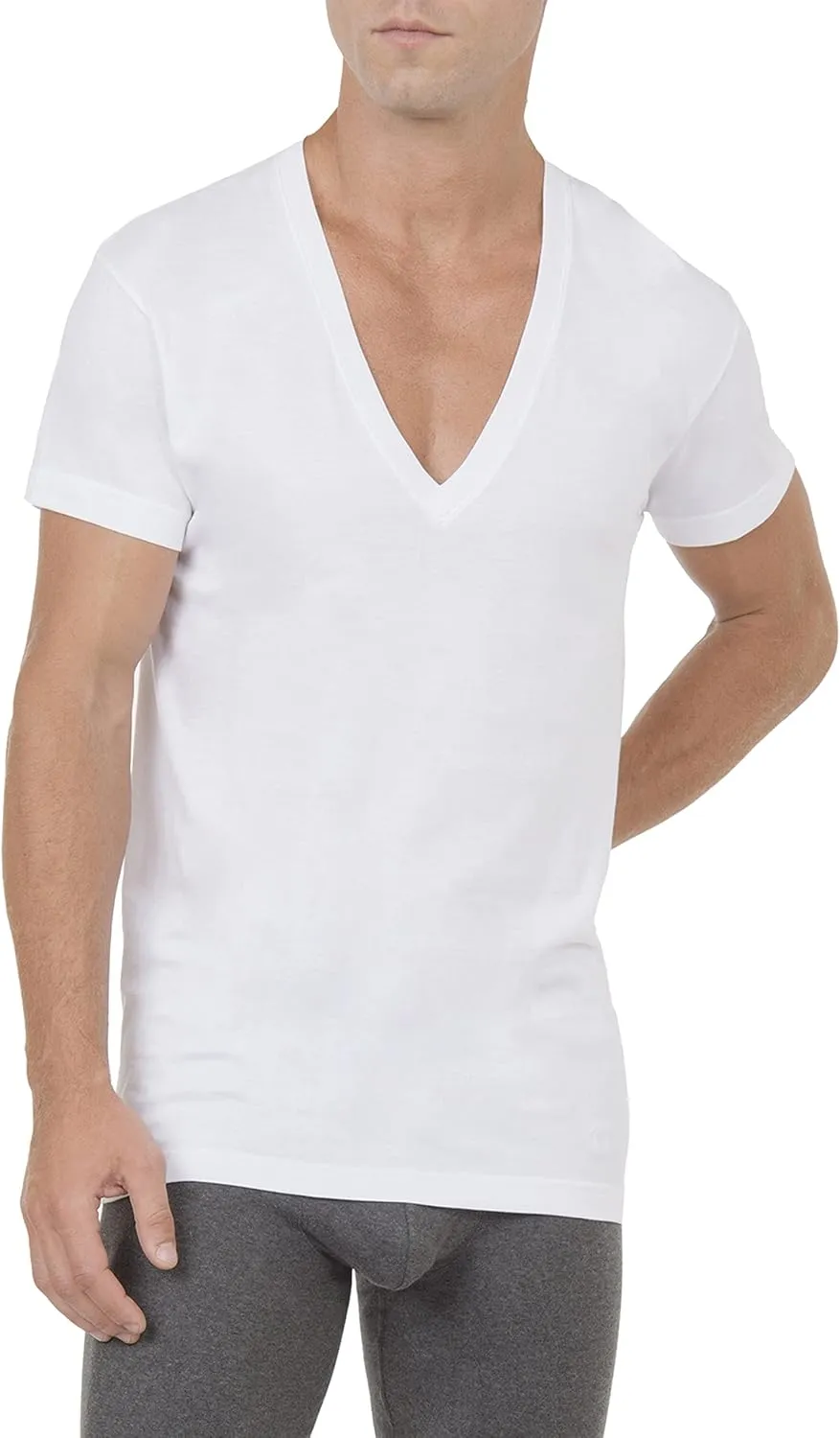 2(X)IST Mens Essential Cotton Slim Fit Deep V-Neck T-Shirt 3-Pack