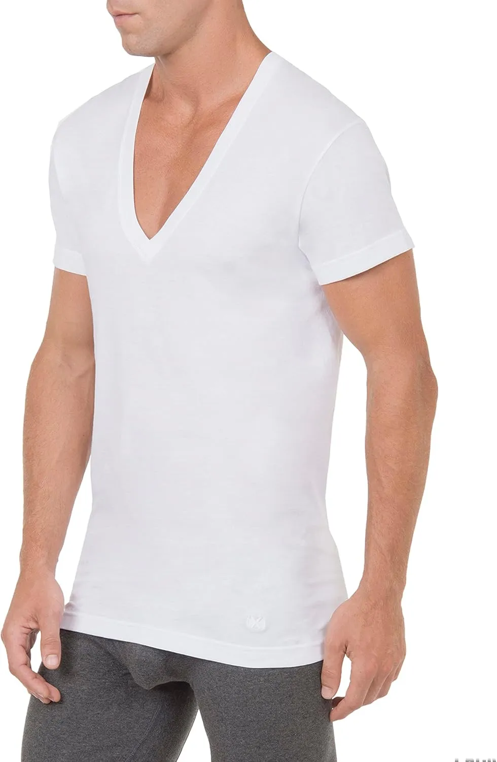 2(X)IST Mens Essential Cotton Slim Fit Deep V-Neck T-Shirt 3-Pack