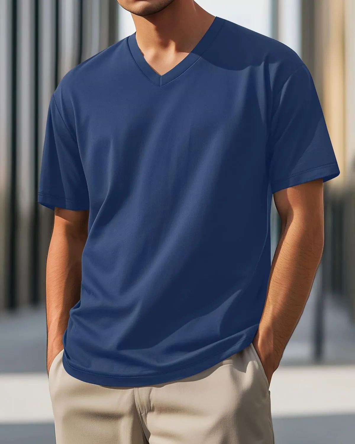 3 Pack Men's 95% Cotton Big and Tall Shirts V Neck L-5xl Plus Size Short Sleeve Soft Casual 2025 Summer Tee