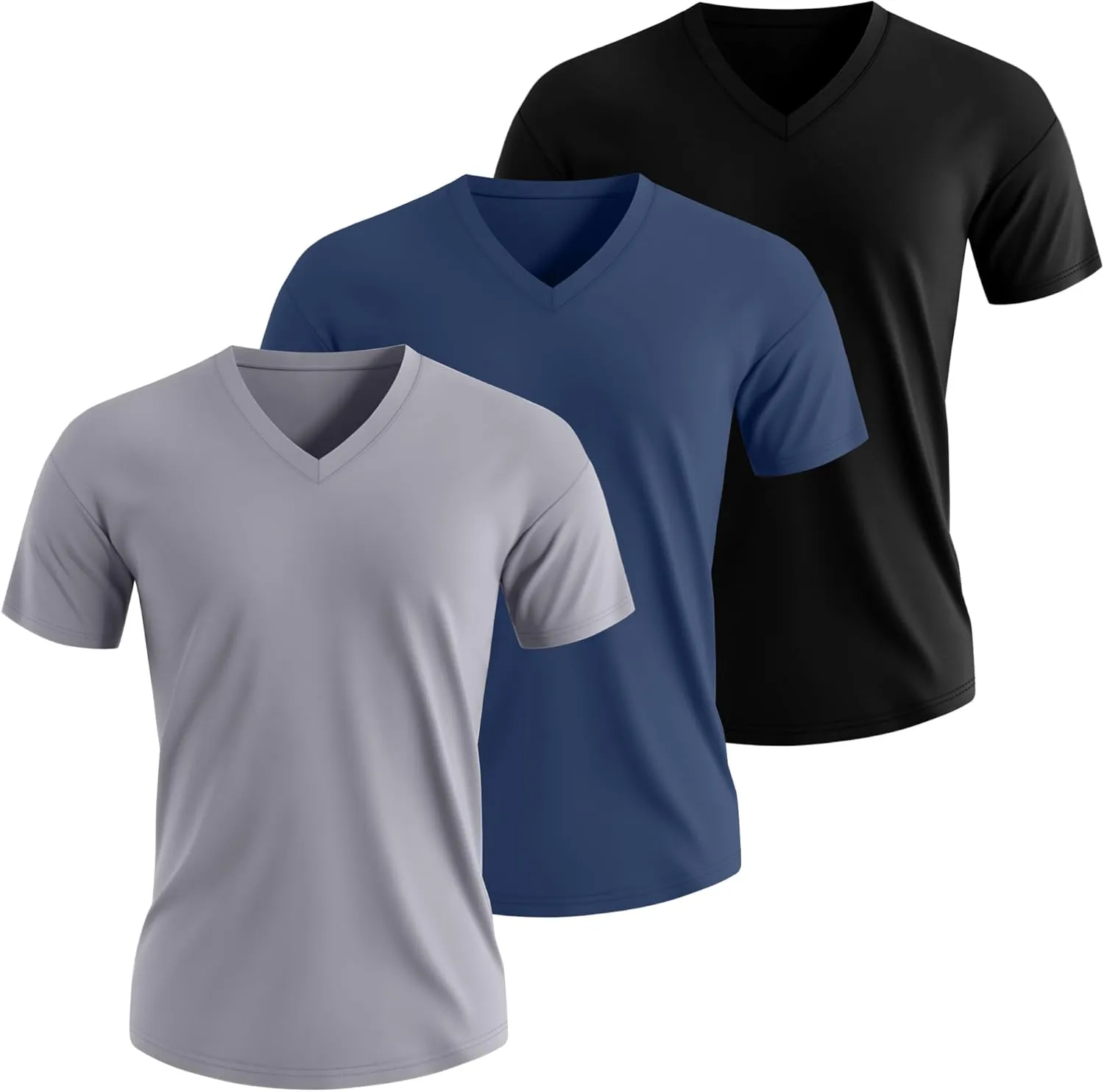 3 Pack Men's 95% Cotton Big and Tall Shirts V Neck L-5xl Plus Size Short Sleeve Soft Casual 2025 Summer Tee