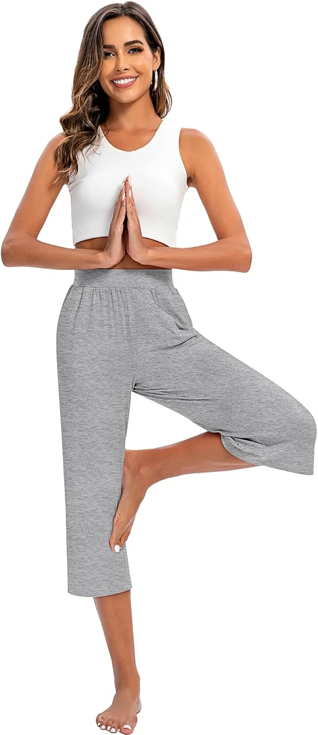 3 Pack Women's Capri Pants Capri Joggers Loose Cropped Workout Sweatpants Running Lounge Pants with Pockets