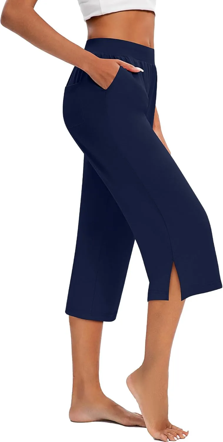 3 Pack Women's Capri Pants Capri Joggers Loose Cropped Workout Sweatpants Running Lounge Pants with Pockets