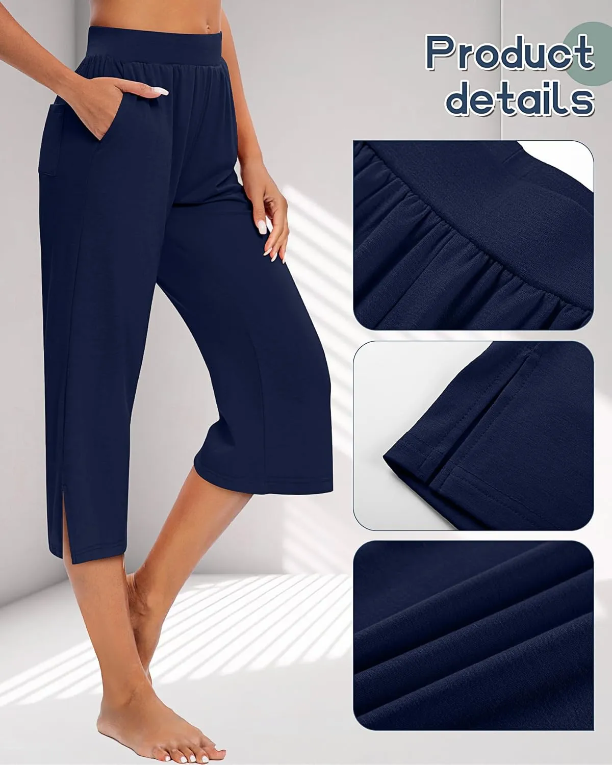 3 Pack Women's Capri Pants Capri Joggers Loose Cropped Workout Sweatpants Running Lounge Pants with Pockets