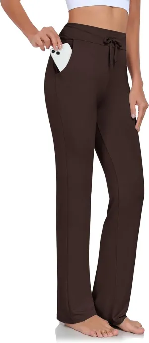 ADANIKI Womens Yoga Pants with Pockets Straight-Leg Loose Comfy Modal Drawstring Lounge Running Long Active Casual Sweatpants