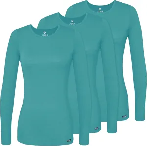Adar Underscrubs for Women 3 Pack - Long Sleeve Underscrub Comfort Tee