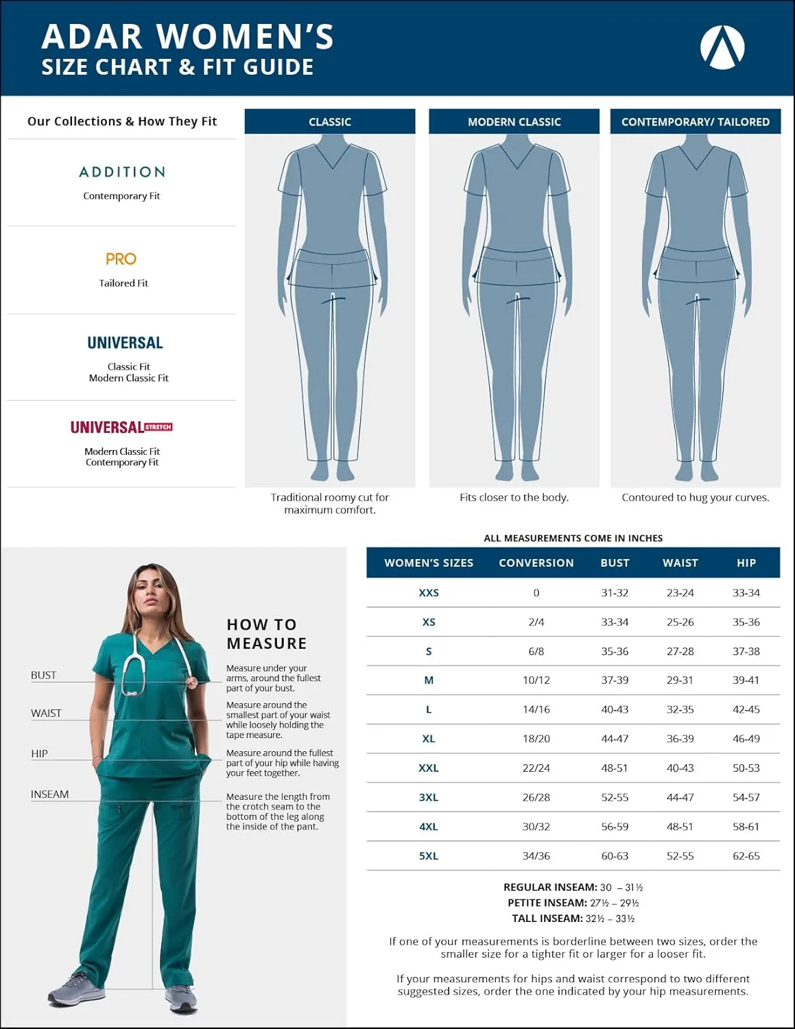 Adar Underscrubs for Women 3 Pack - Long Sleeve Underscrub Comfort Tee