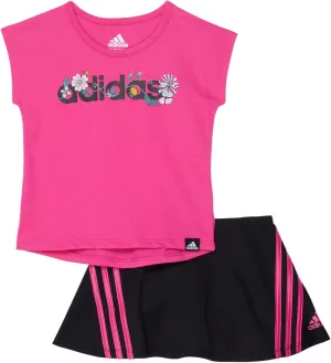 adidas girls 2 Piece Graphic Tee & Skort Set