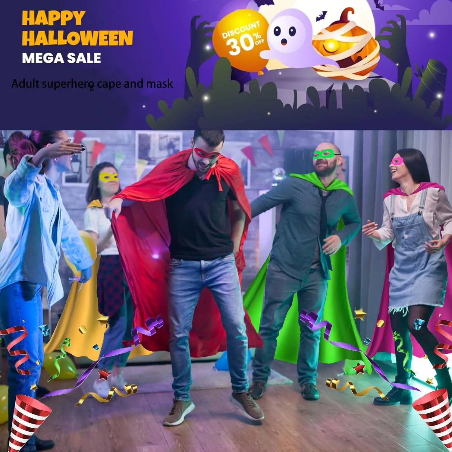 Adult Superhero Capes and Masks -Halloween Vampire Capes, Adult Capes Cosplay Costume Party