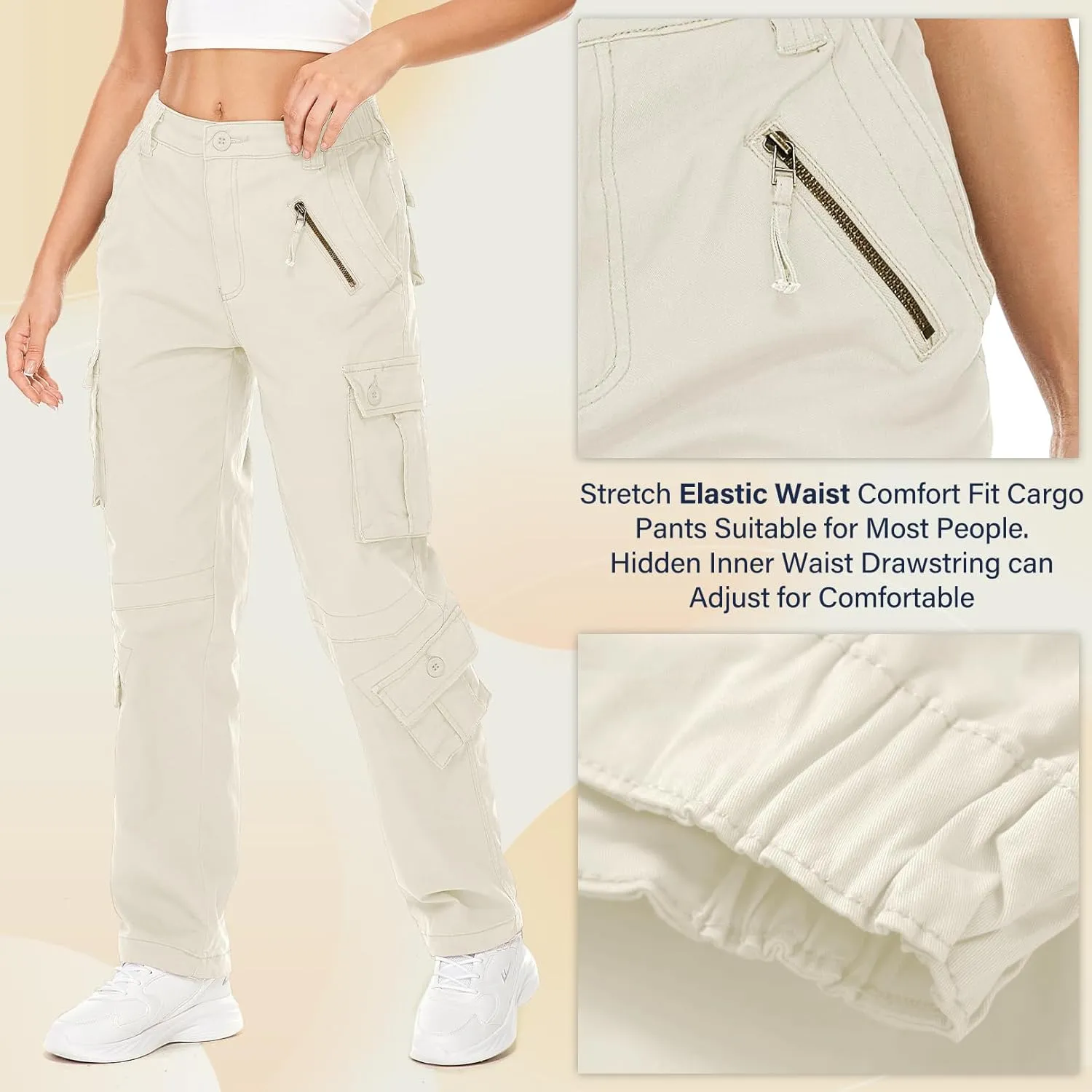 Alfiudad Womens Cargo Pants with Pockets, Women's Casual Military Army Hiking Combat Tactical Work Pants Trousers