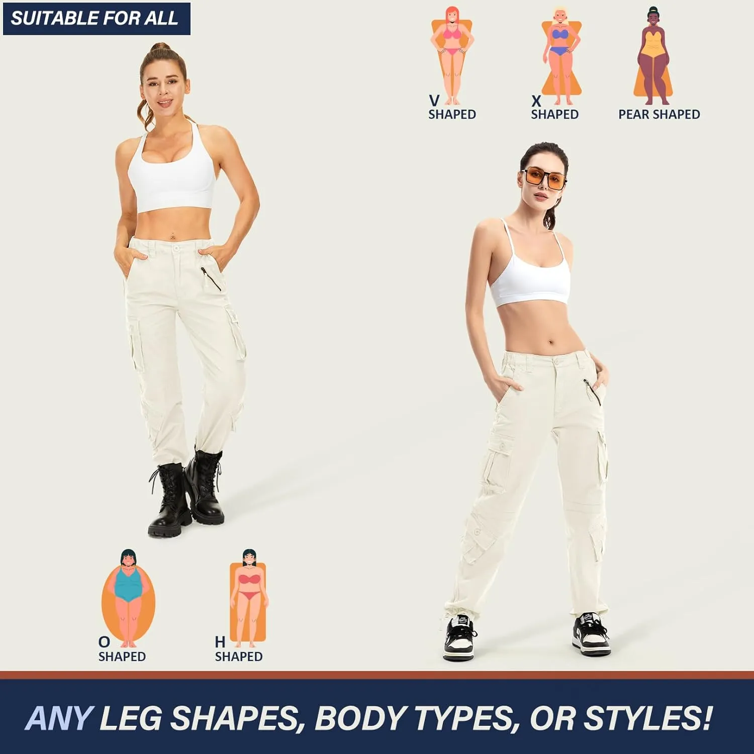 Alfiudad Womens Cargo Pants with Pockets, Women's Casual Military Army Hiking Combat Tactical Work Pants Trousers