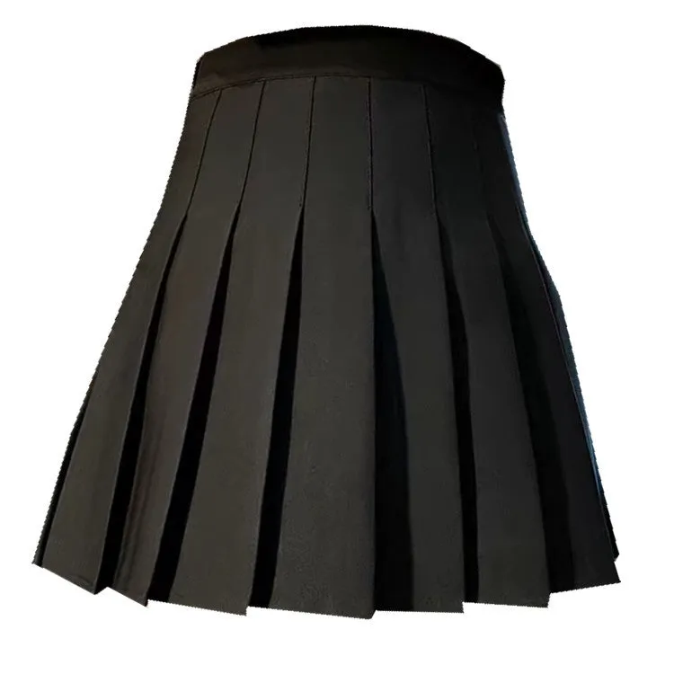 All-Matching Solid Colored Pleated Student A-Line Hip Flattering Anti-Exposed High Waist Women Summer Skirt