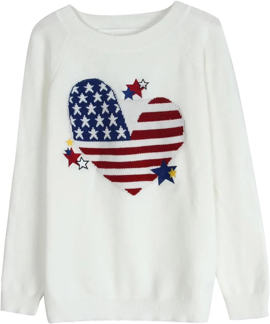 Alsol Lamesa Women's Cute Heart Sweater Long Sleeve Crewneck Pullover Ribbed Knit Casual Sweaters