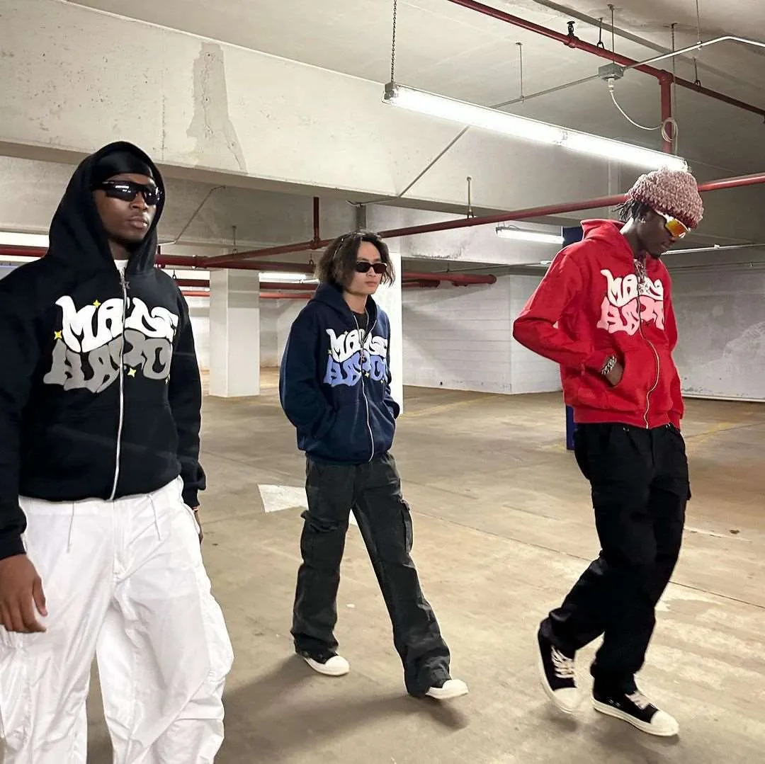 American Streetwear Printed Zipper Hoodie