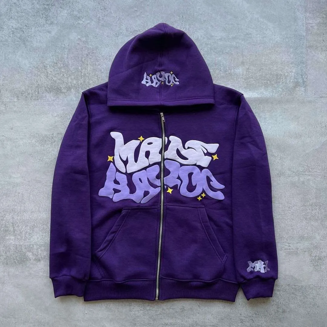 American Streetwear Printed Zipper Hoodie