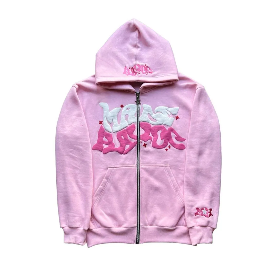 American Streetwear Printed Zipper Hoodie
