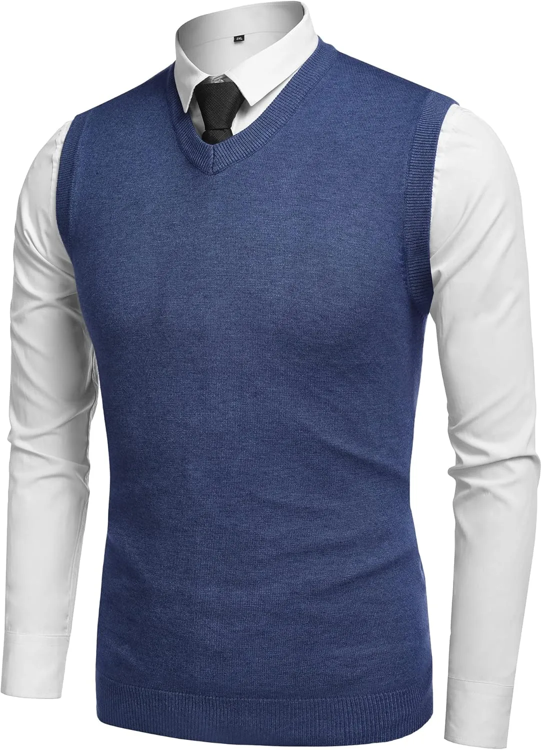 Amussiar Men's Casual Sweater Vest V-Neck Slim Fit Sleeveless Sweater Knitted Pullover Vest