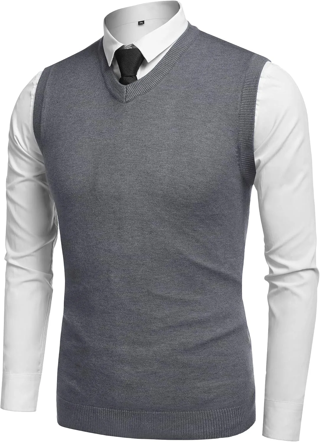 Amussiar Men's Casual Sweater Vest V-Neck Slim Fit Sleeveless Sweater Knitted Pullover Vest
