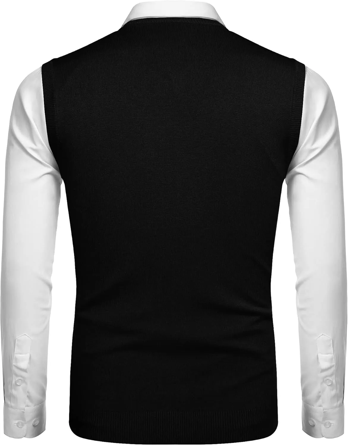 Amussiar Men's Casual Sweater Vest V-Neck Slim Fit Sleeveless Sweater Knitted Pullover Vest