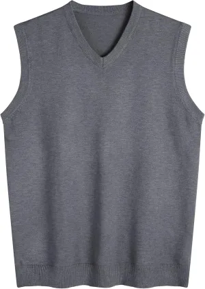 Amussiar Men's Casual Sweater Vest V-Neck Slim Fit Sleeveless Sweater Knitted Pullover Vest