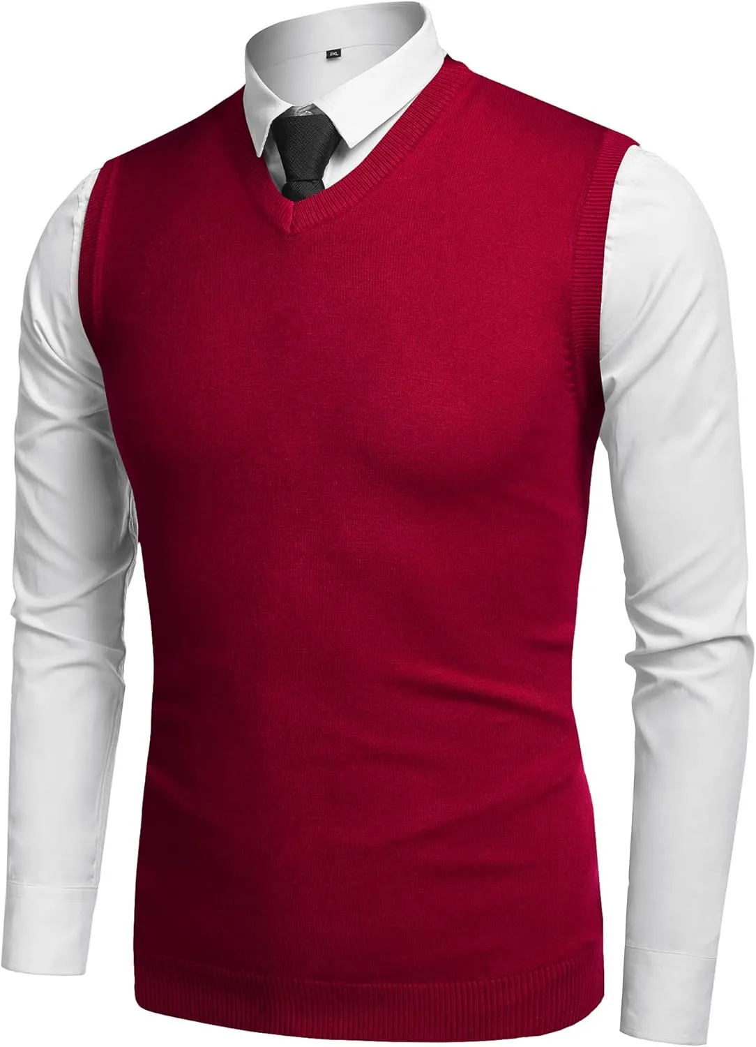 Amussiar Men's Casual Sweater Vest V-Neck Slim Fit Sleeveless Sweater Knitted Pullover Vest