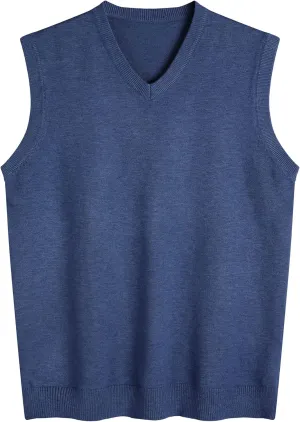 Amussiar Men's Casual Sweater Vest V-Neck Slim Fit Sleeveless Sweater Knitted Pullover Vest