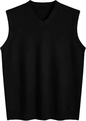 Amussiar Men's Casual Sweater Vest V-Neck Slim Fit Sleeveless Sweater Knitted Pullover Vest