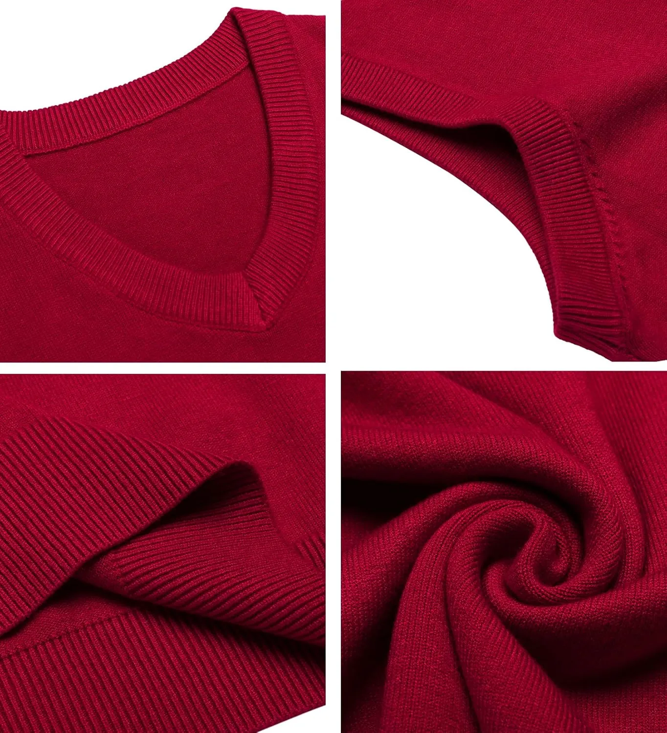 Amussiar Men's Casual Sweater Vest V-Neck Slim Fit Sleeveless Sweater Knitted Pullover Vest