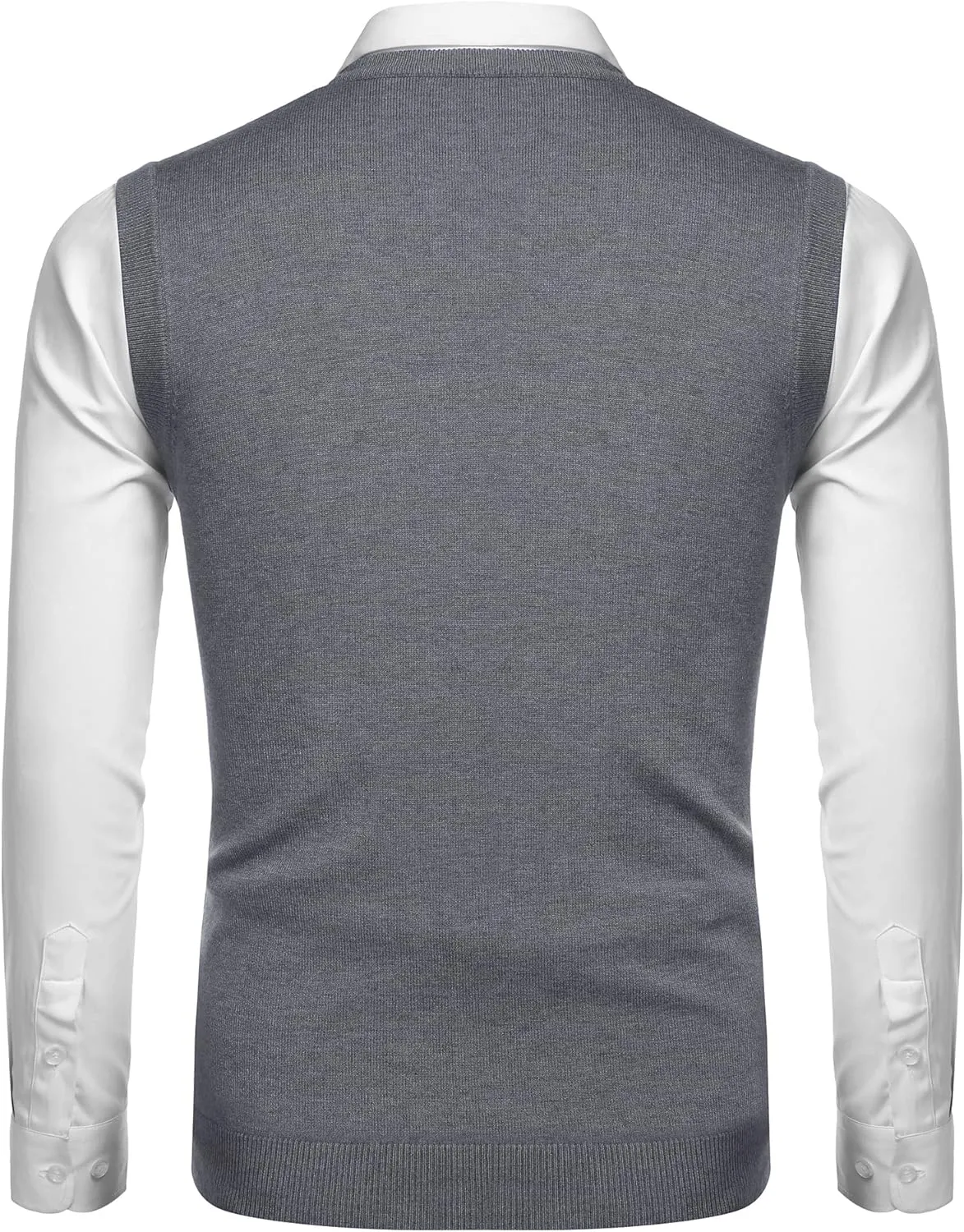 Amussiar Men's Casual Sweater Vest V-Neck Slim Fit Sleeveless Sweater Knitted Pullover Vest