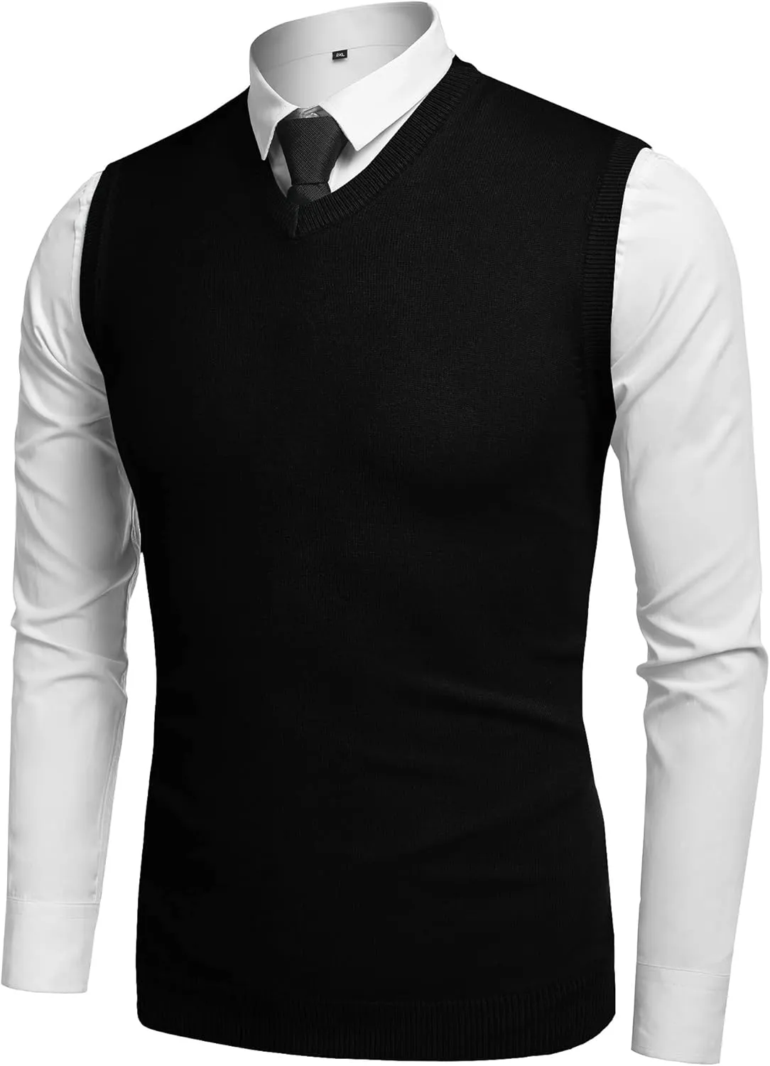 Amussiar Men's Casual Sweater Vest V-Neck Slim Fit Sleeveless Sweater Knitted Pullover Vest
