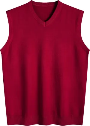 Amussiar Men's Casual Sweater Vest V-Neck Slim Fit Sleeveless Sweater Knitted Pullover Vest