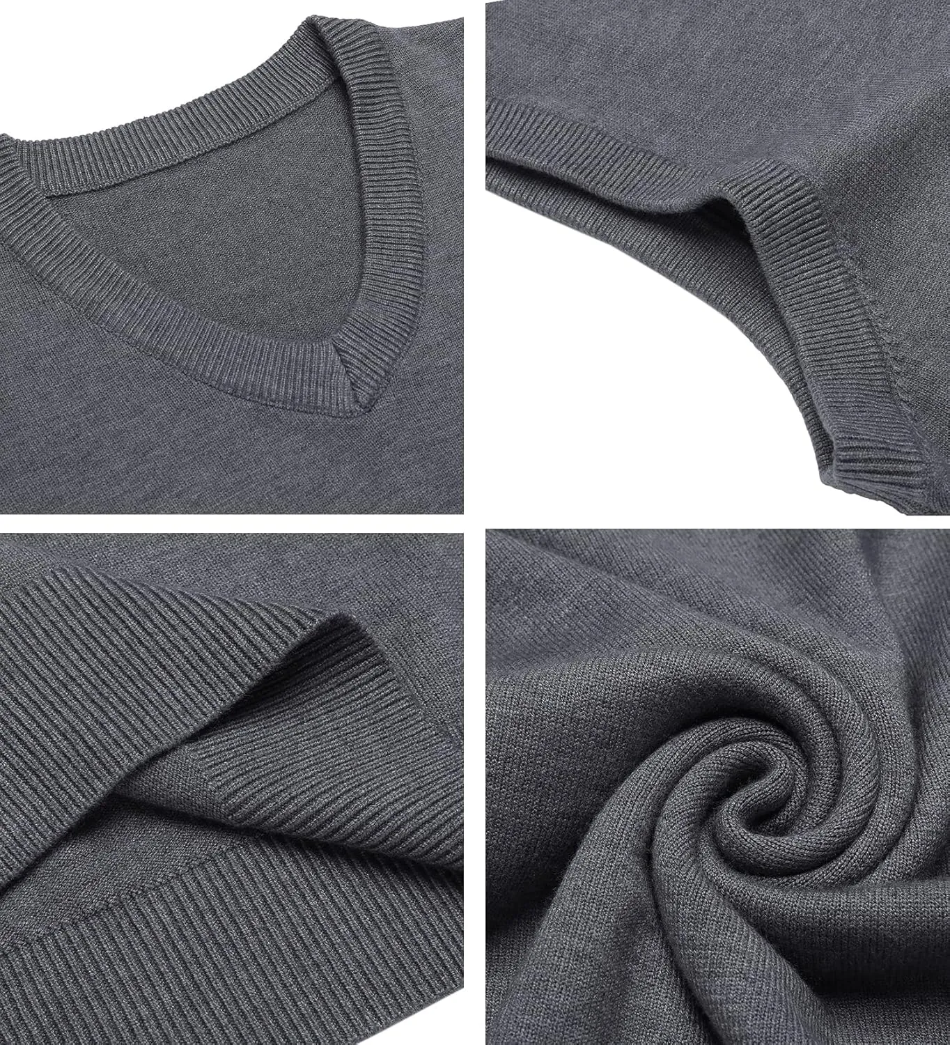Amussiar Men's Casual Sweater Vest V-Neck Slim Fit Sleeveless Sweater Knitted Pullover Vest