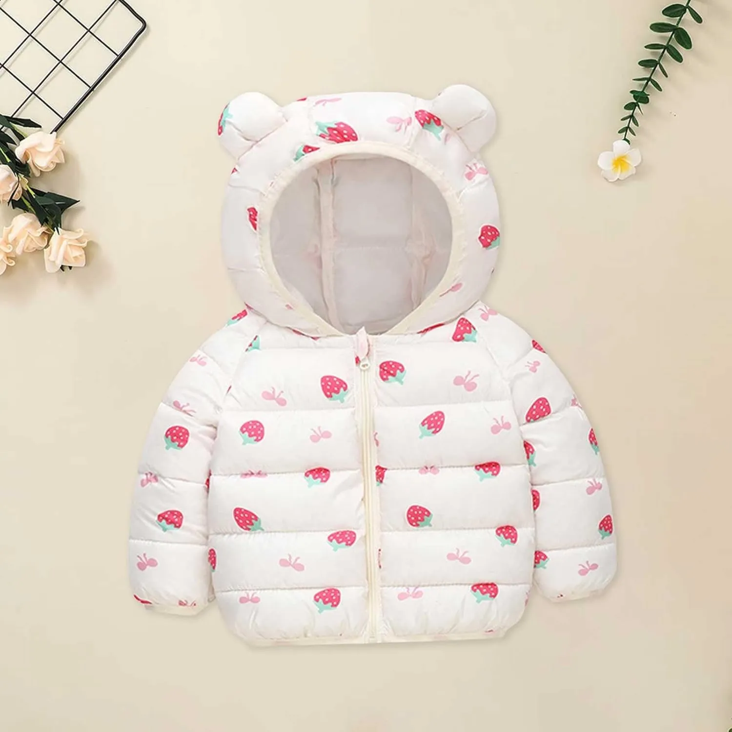 Autumn Winter Toddler Girl Boy Long Sleeved Down Padded Jacket Light Ear Padded Coat 1 To 6 Years Kids Coat