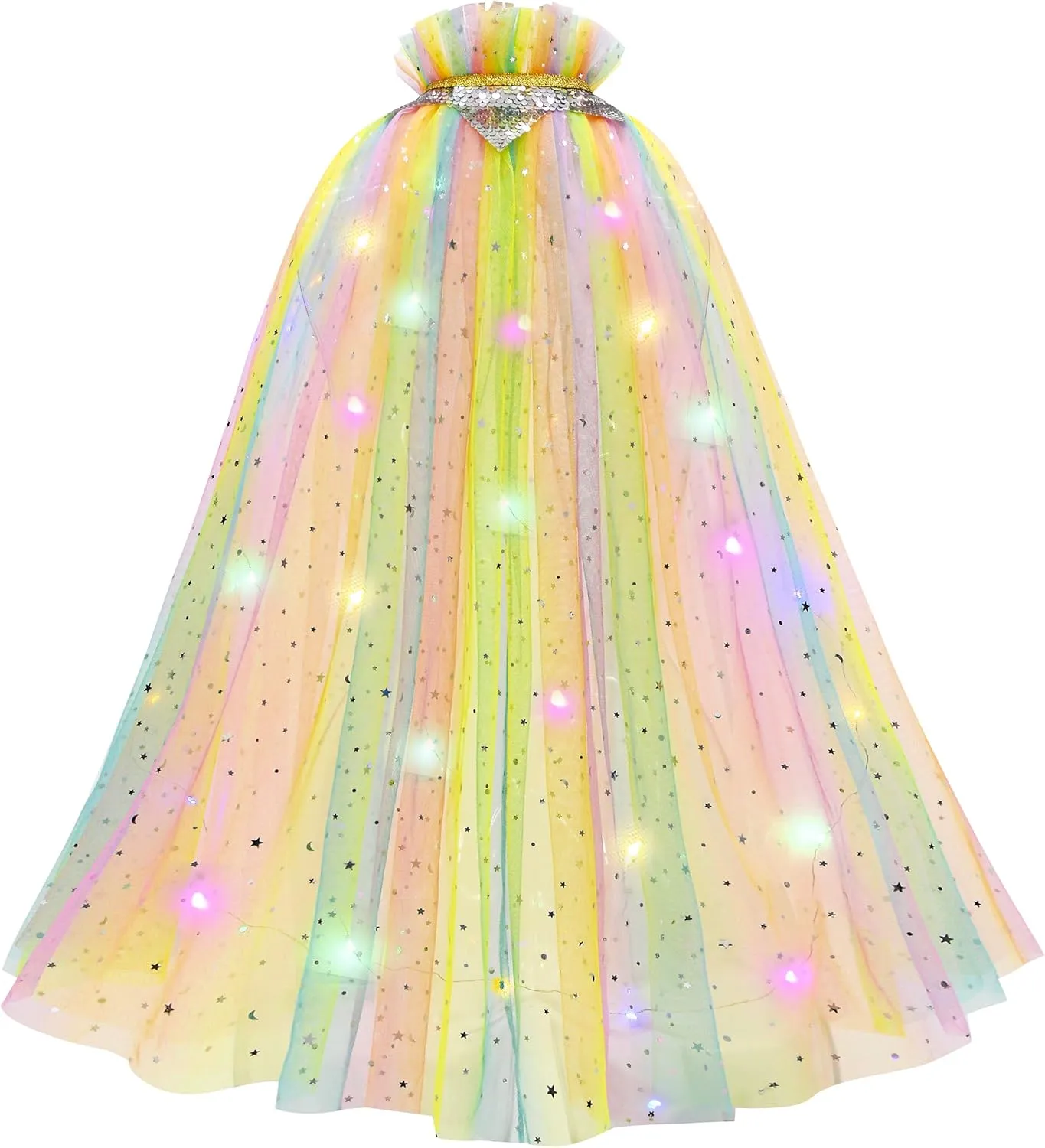 Avady Light Up Princess Cape Set Toys Princess Dress Up Clothes for Little Girls Halloween Christmas Birthday Gift