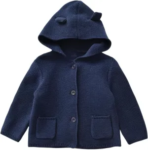 Baby Boys Cardigan Sweater Toddler Girls Knit Hooded Jacket Button Outwear Outfit Tops Sweatshirt