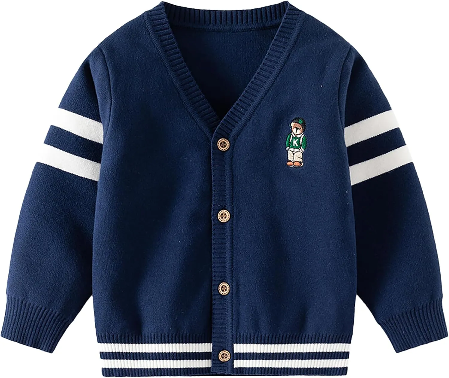 Baby Boys Girls Button Up Cardigan Sweater Dinosaur Full-Zip Long Sleeve V Neck Cartoon Embroidery Coat