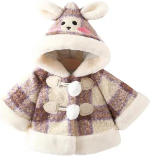 Baby Girl Clothes Kids Furry Cape Cloak Jacket Fleece Cloak Coat Pompom Hooded Cloak Poncho Jacket Outwear Clothes