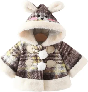 Baby Girl Clothes Kids Furry Cape Cloak Jacket Fleece Cloak Coat Pompom Hooded Cloak Poncho Jacket Outwear Clothes