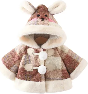 Baby Girl Clothes Kids Furry Cape Cloak Jacket Fleece Cloak Coat Pompom Hooded Cloak Poncho Jacket Outwear Clothes