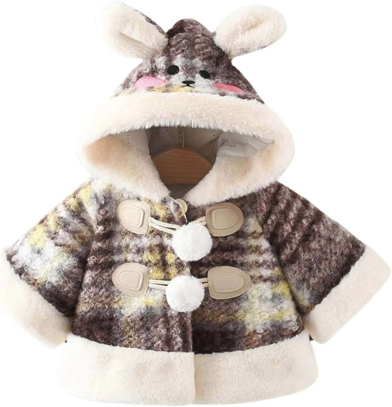 Baby Girl Clothes Kids Furry Cape Cloak Jacket Fleece Cloak Coat Pompom Hooded Cloak Poncho Jacket Outwear Clothes