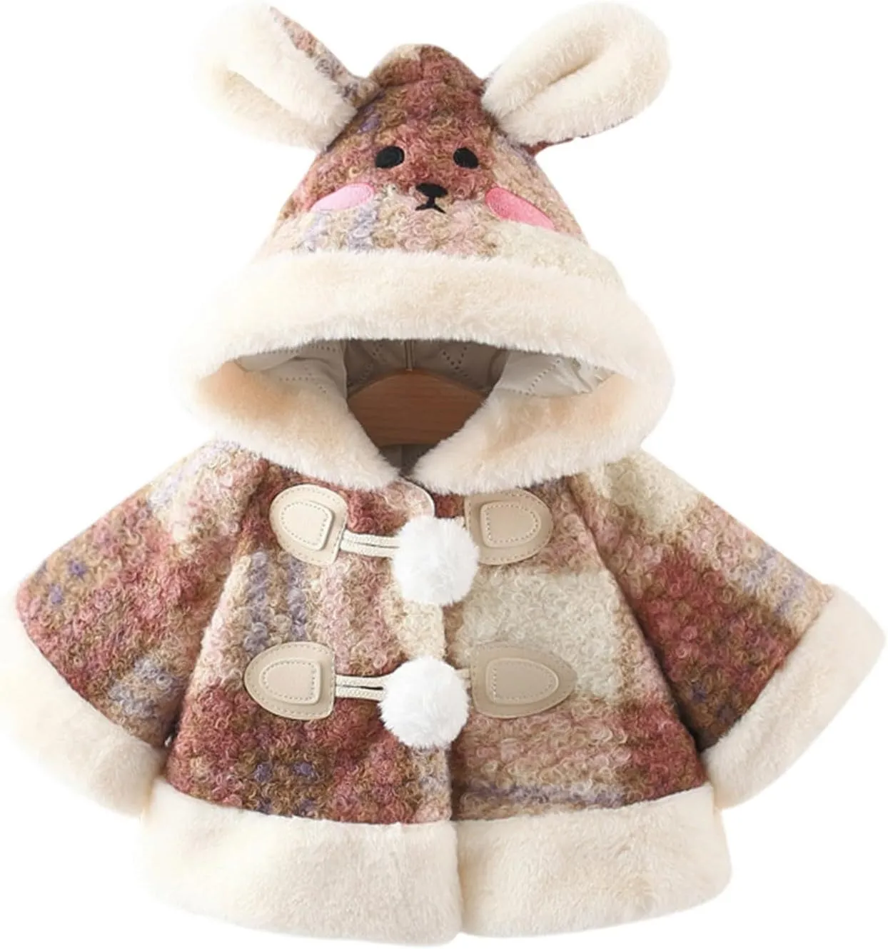 Baby Girl Clothes Kids Furry Cape Cloak Jacket Fleece Cloak Coat Pompom Hooded Cloak Poncho Jacket Outwear Clothes