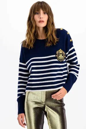 Baby Solal Jumper Navy Rayure Ecru