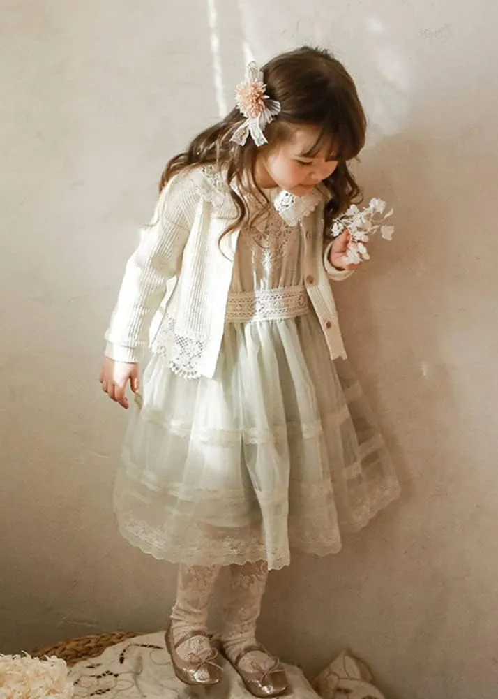 Baby Toddler Girls Cardigan Sweater Infant Bolero Shrug Kids Long Sleeve Button Closure Lace Dress Up Jacket Tops