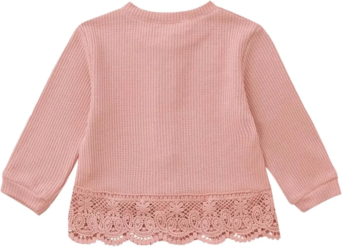 Baby Toddler Girls Cardigan Sweater Infant Bolero Shrug Kids Long Sleeve Button Closure Lace Dress Up Jacket Tops
