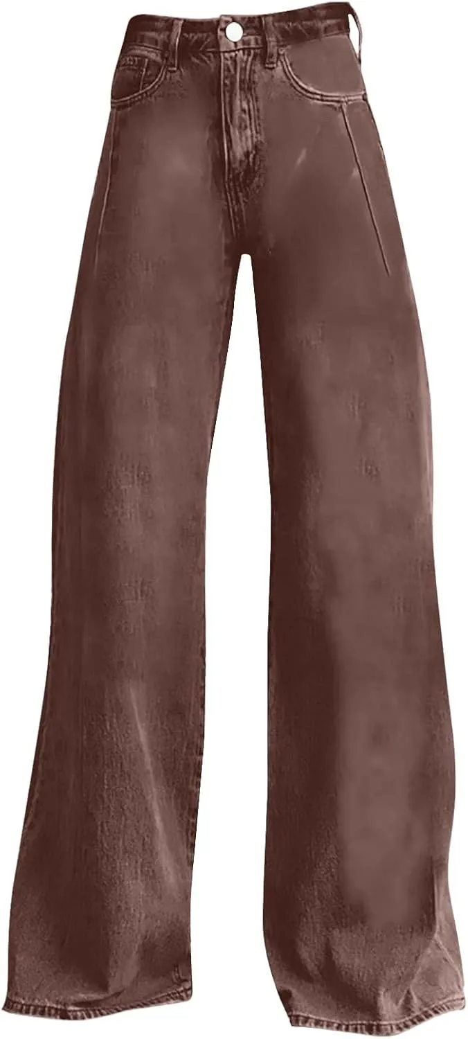 Baggy Pants for Women 2025 Summer Fashion Wide Leg Bell Bottoms 90s Vintage Print Y2K Streetwear Going Out Trousers