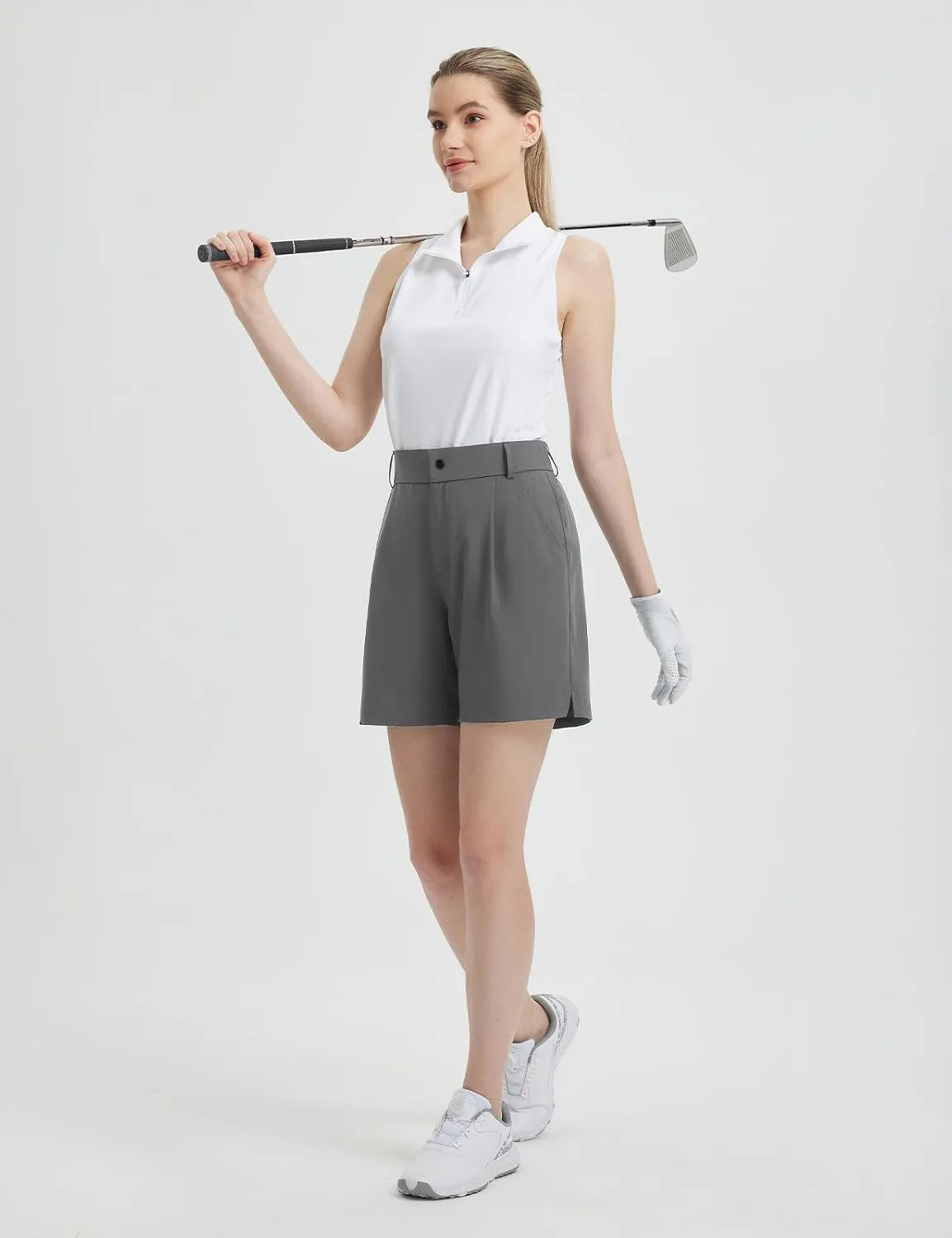 baleaf Women's 6" Golf Shorts Stretch Pleated Work Short for Hiking Quick Dry Dressy Casual Summer UPF50 